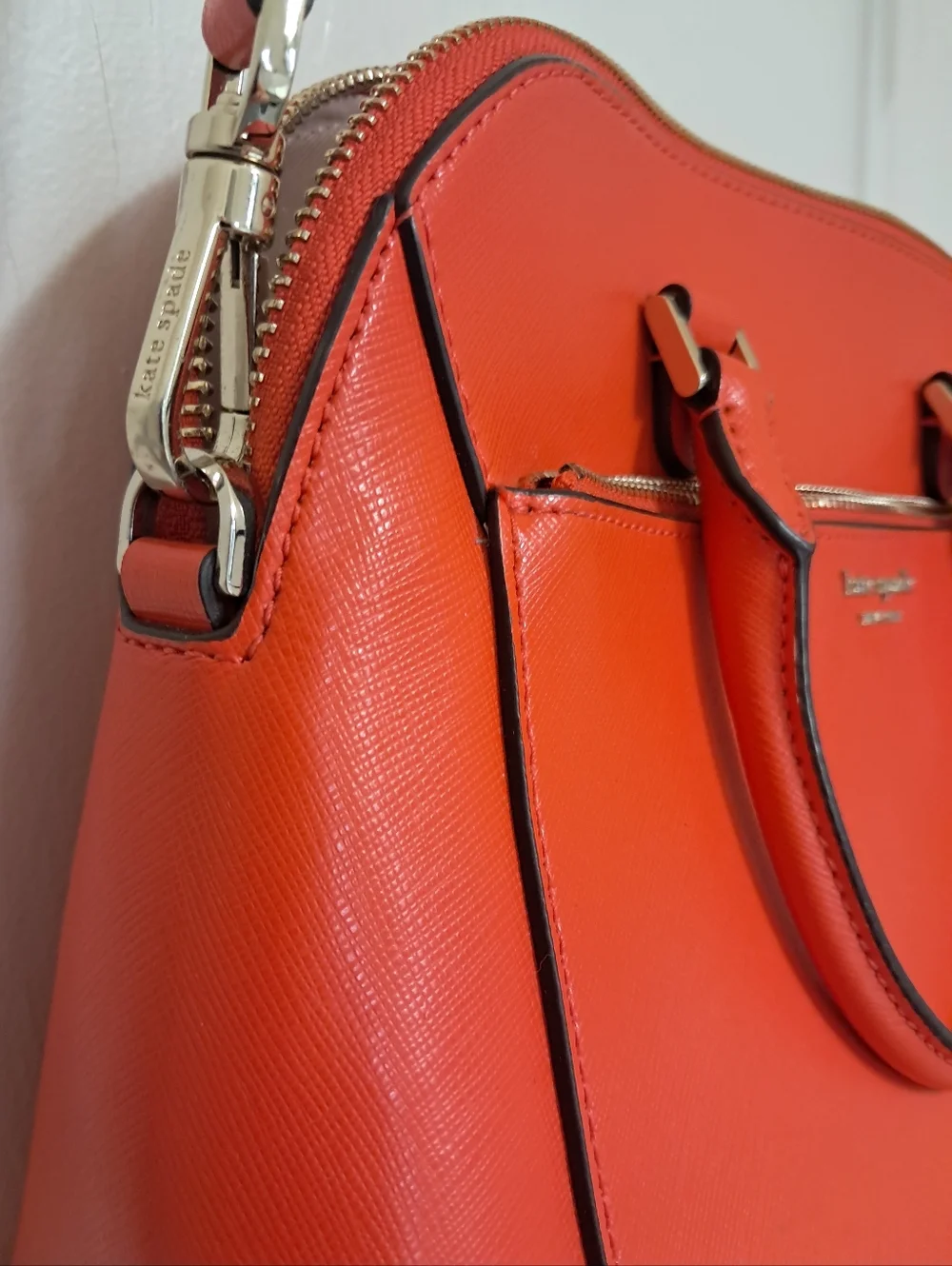 Kate Spade Louise Medium Dome Satchel Orange Tamarillo Leather Crossbody
